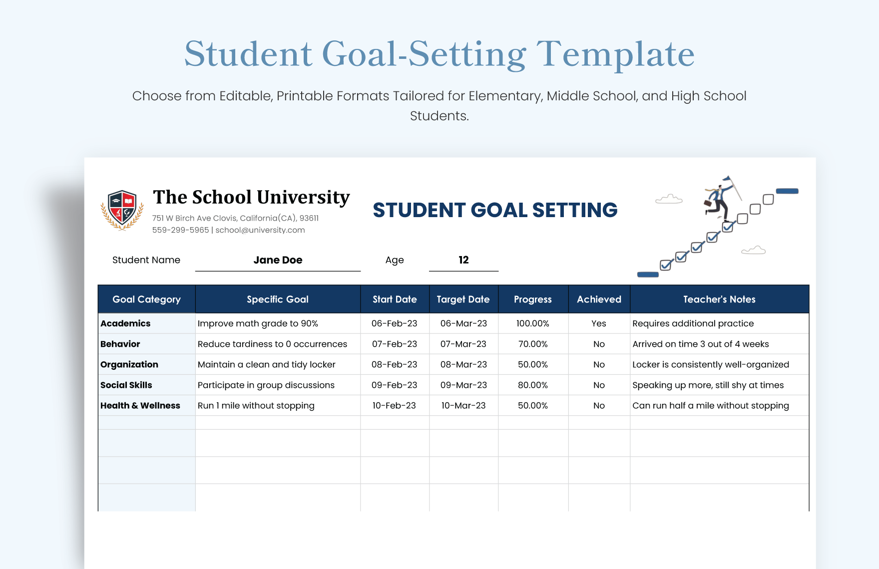Student Goal-Setting Template