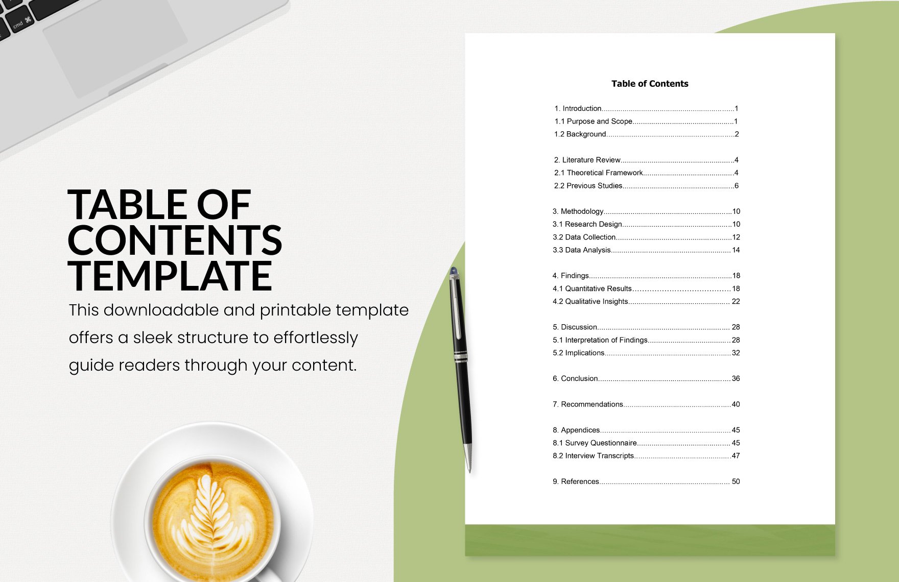 Free Table of Contents Design Template in Word, Google Docs, PDF