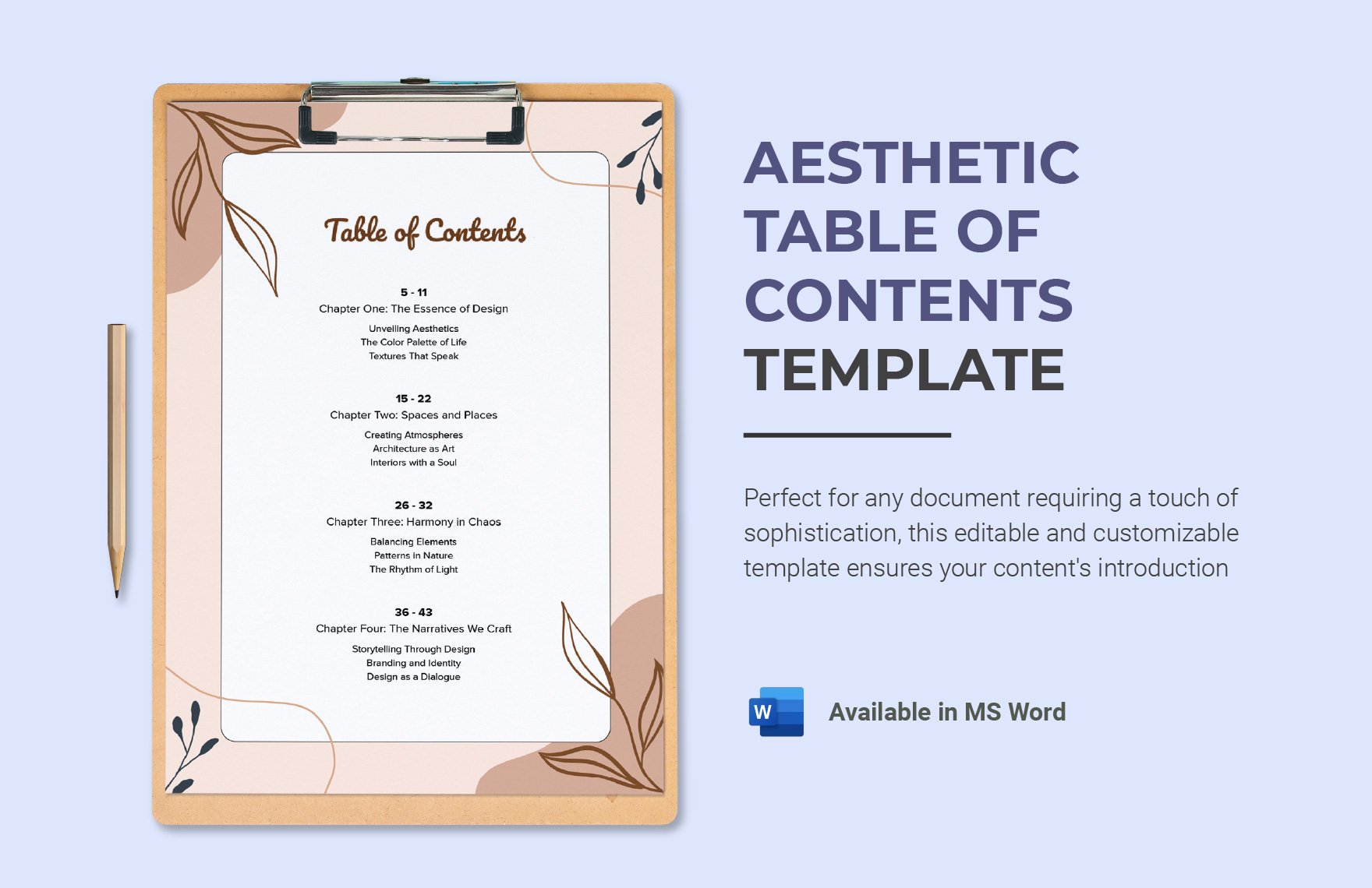 Aesthetic Table of Contents Template in Word, Google Docs, PDF
