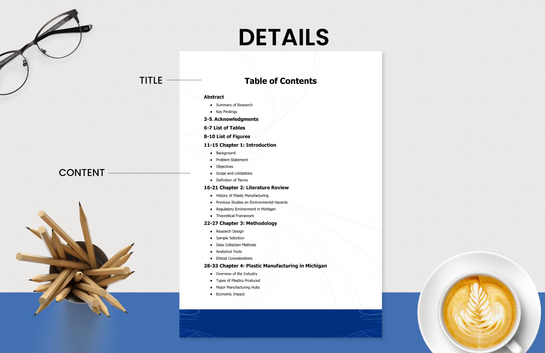 Project Table of Contents Template