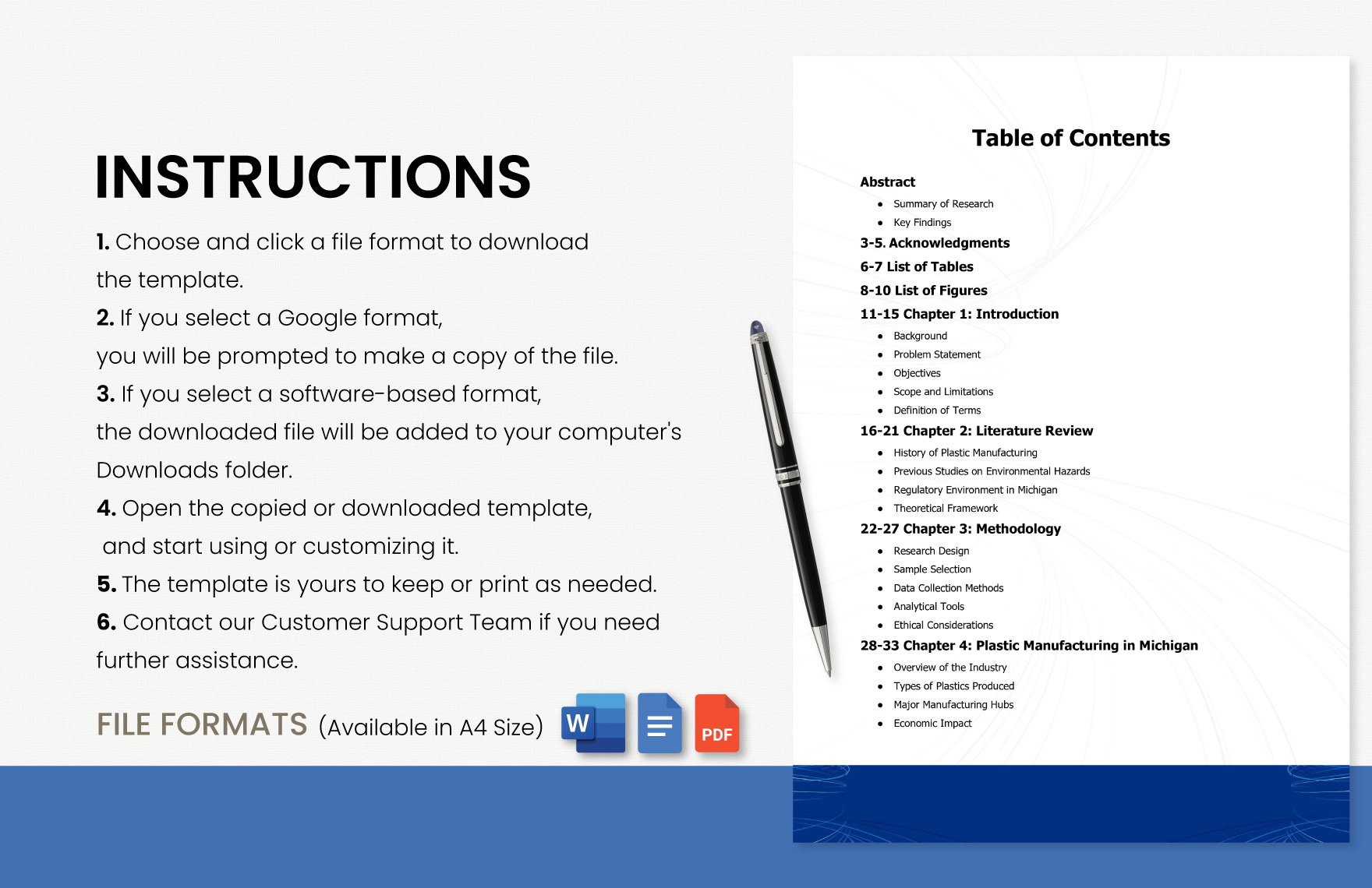 Project Table of Contents Template