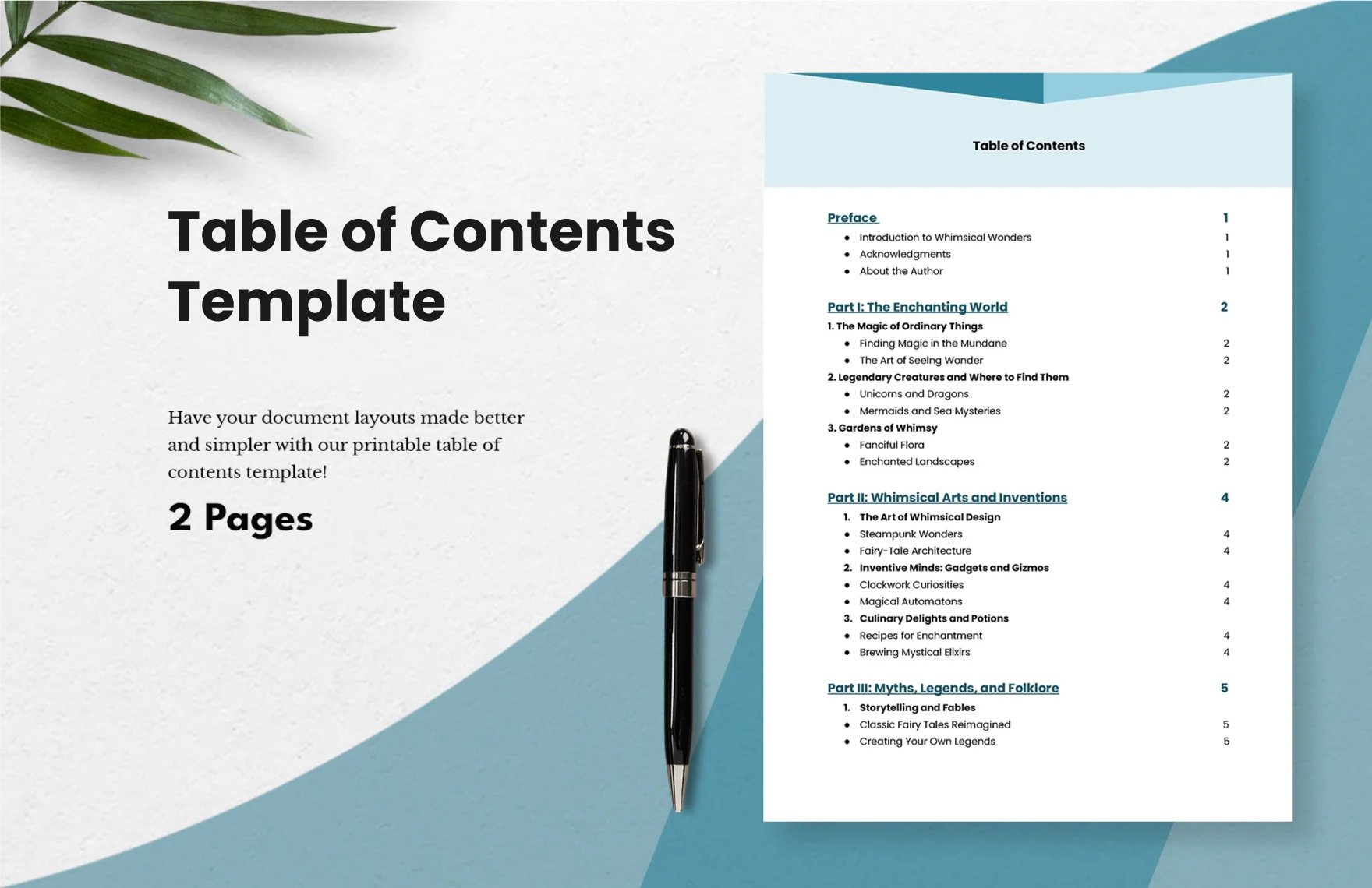 Free Table of Contents Template in Word, Google Docs, PDF