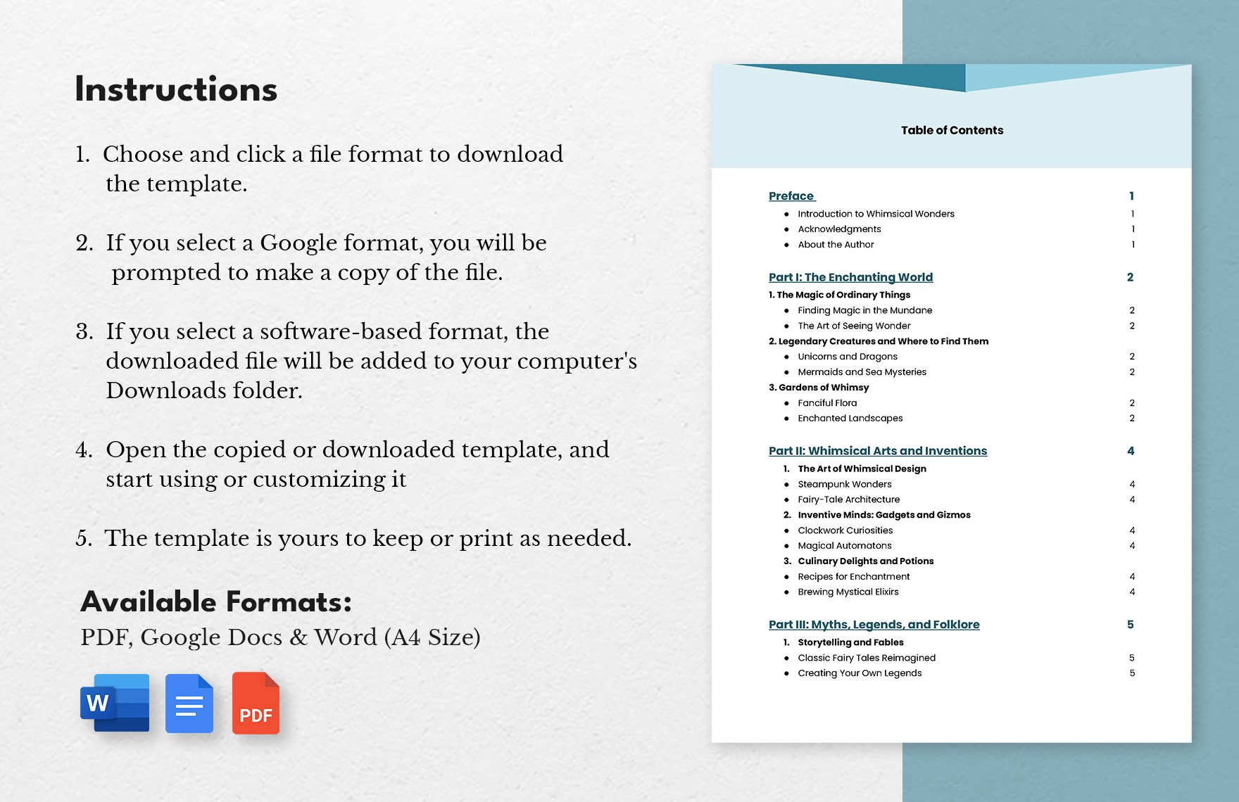 Table of Contents Template