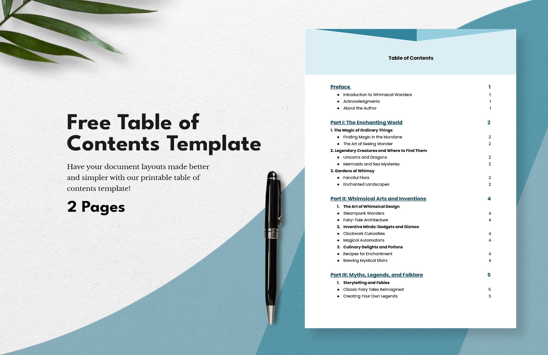 creative table of contents examples