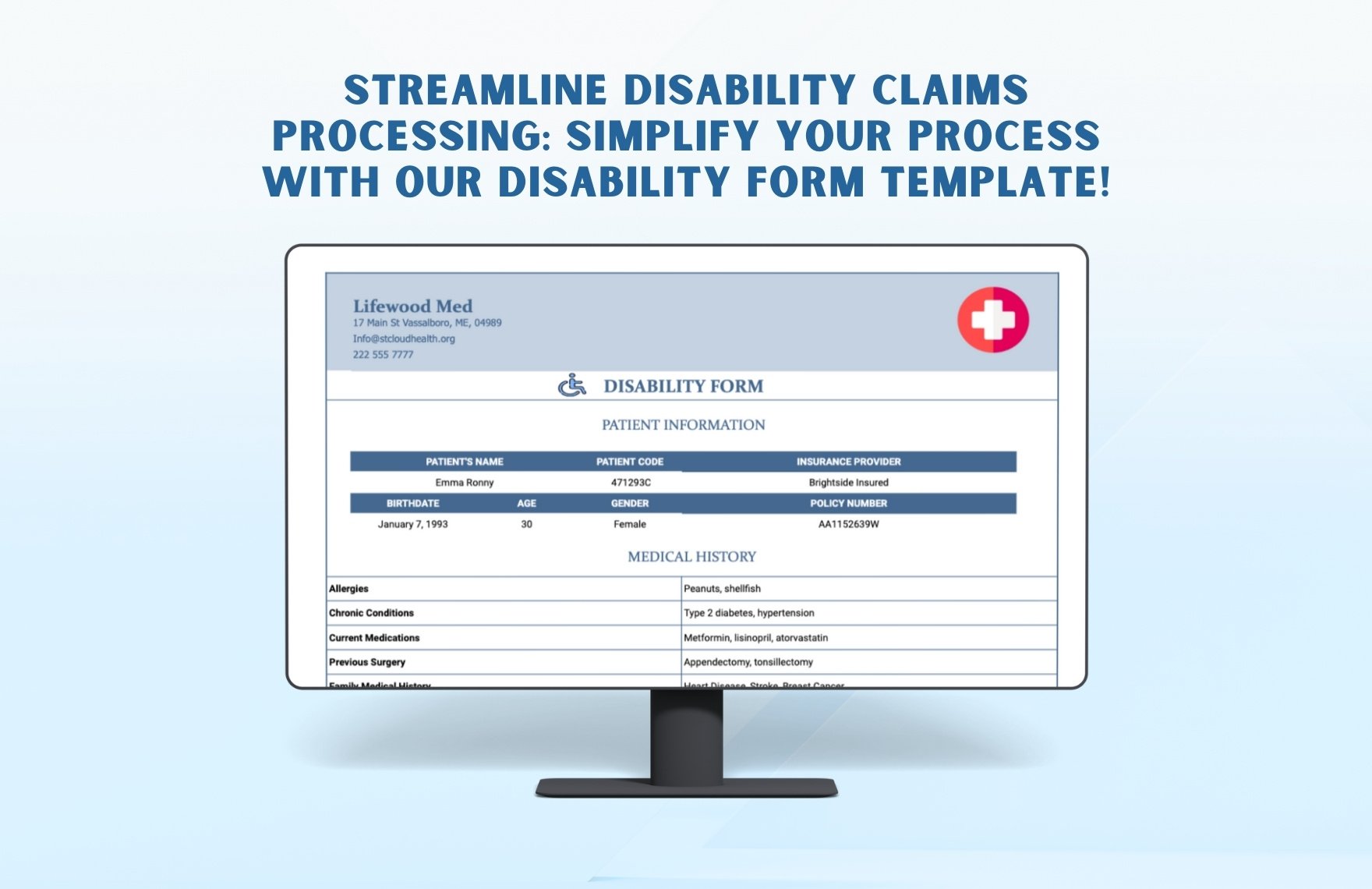 Disability Form Template