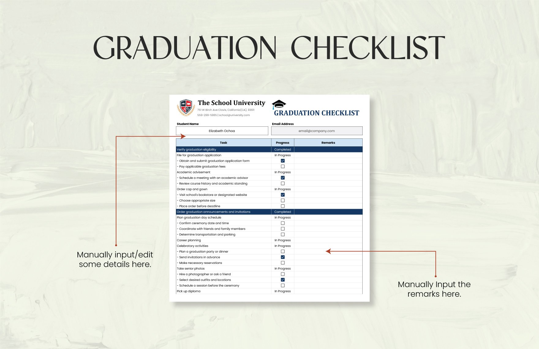 Graduation Checklist Template