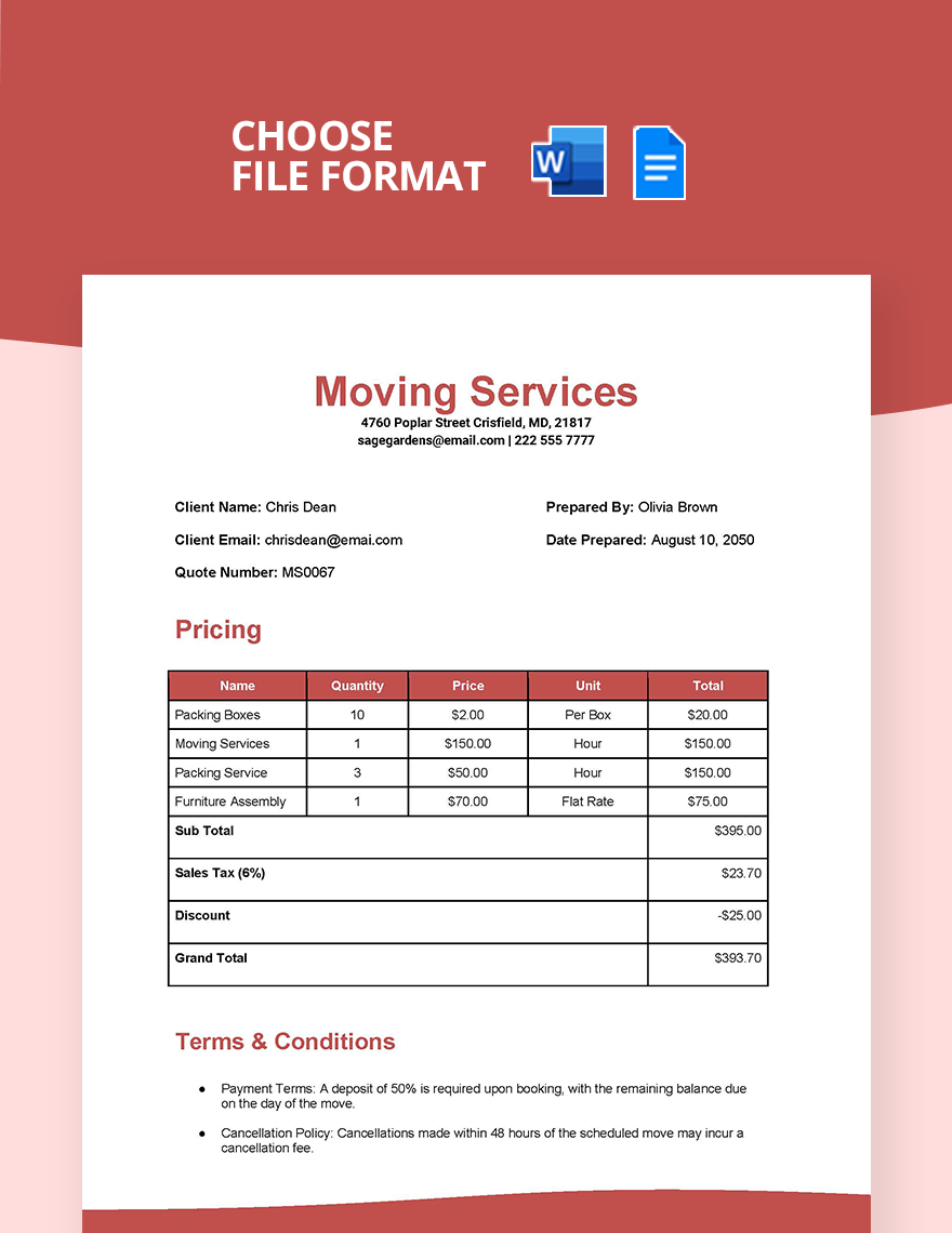 Moving Quotation Template