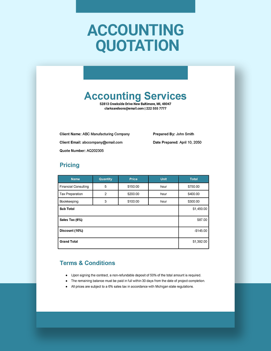 Accounting Quotation Template