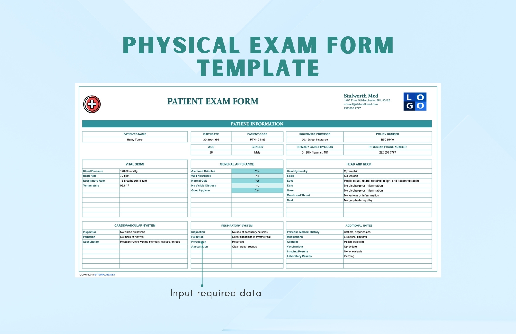 Physical Exam Form Template