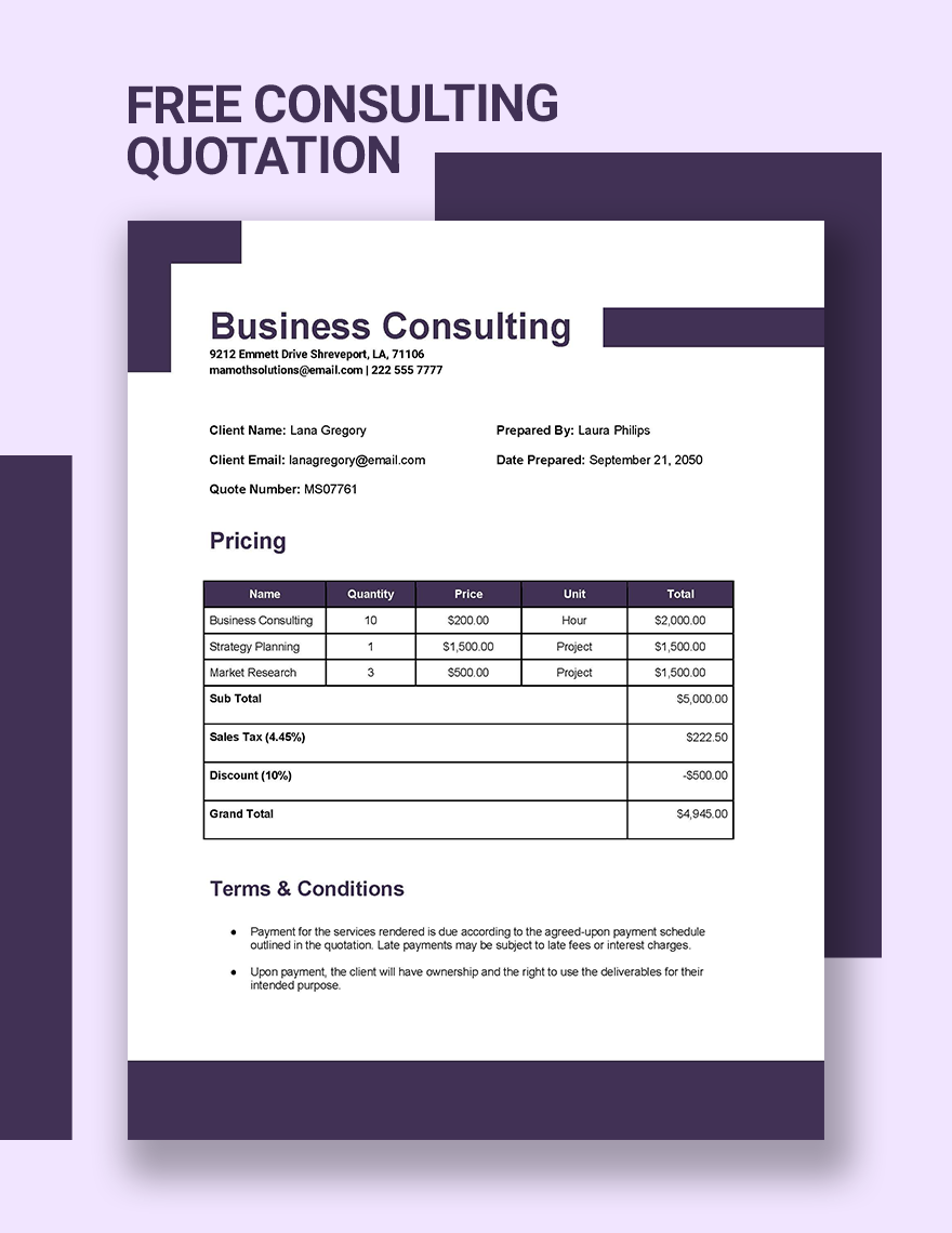 Consulting Quotation Template