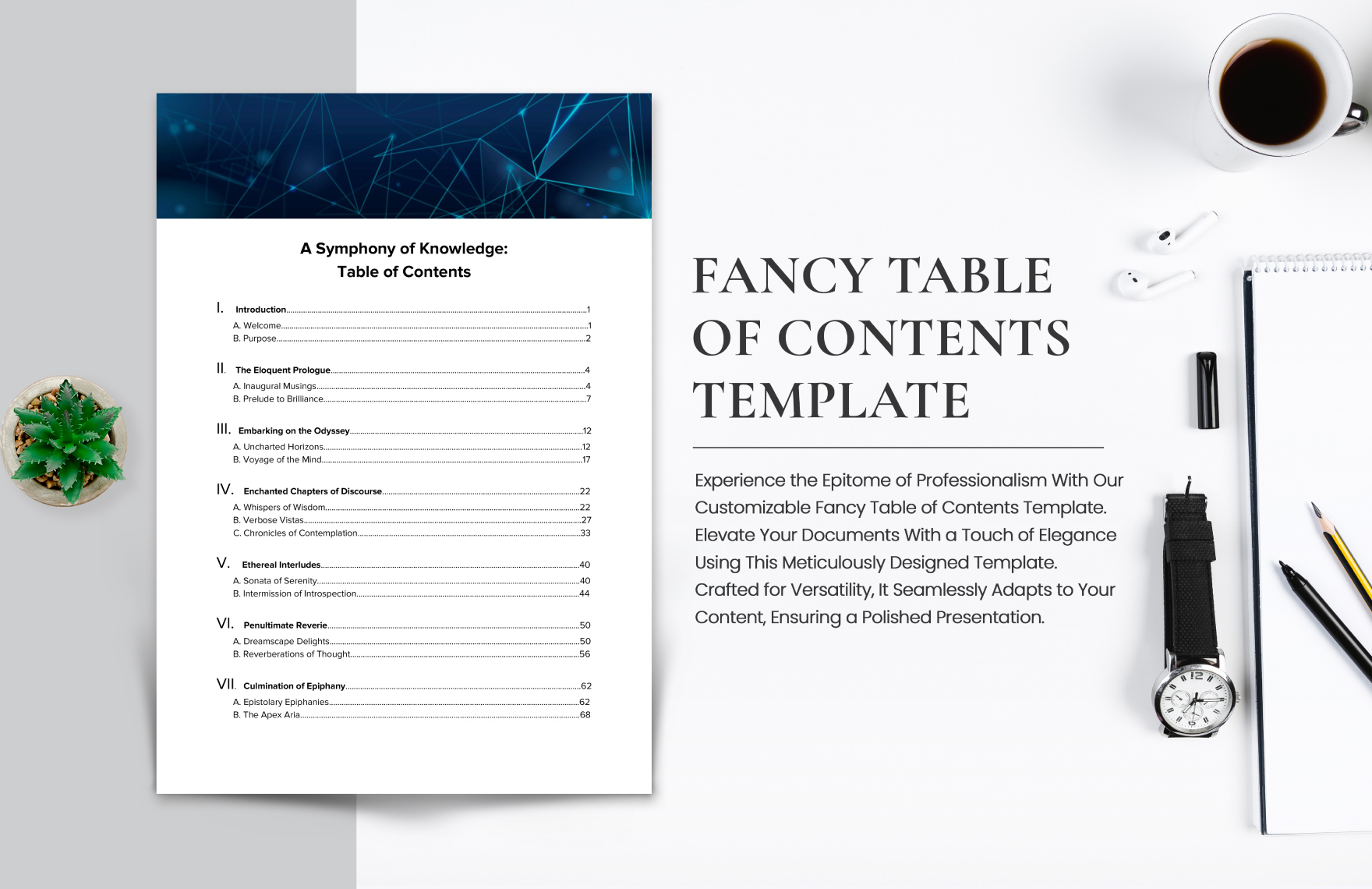 Free Fancy Table of Contents Template