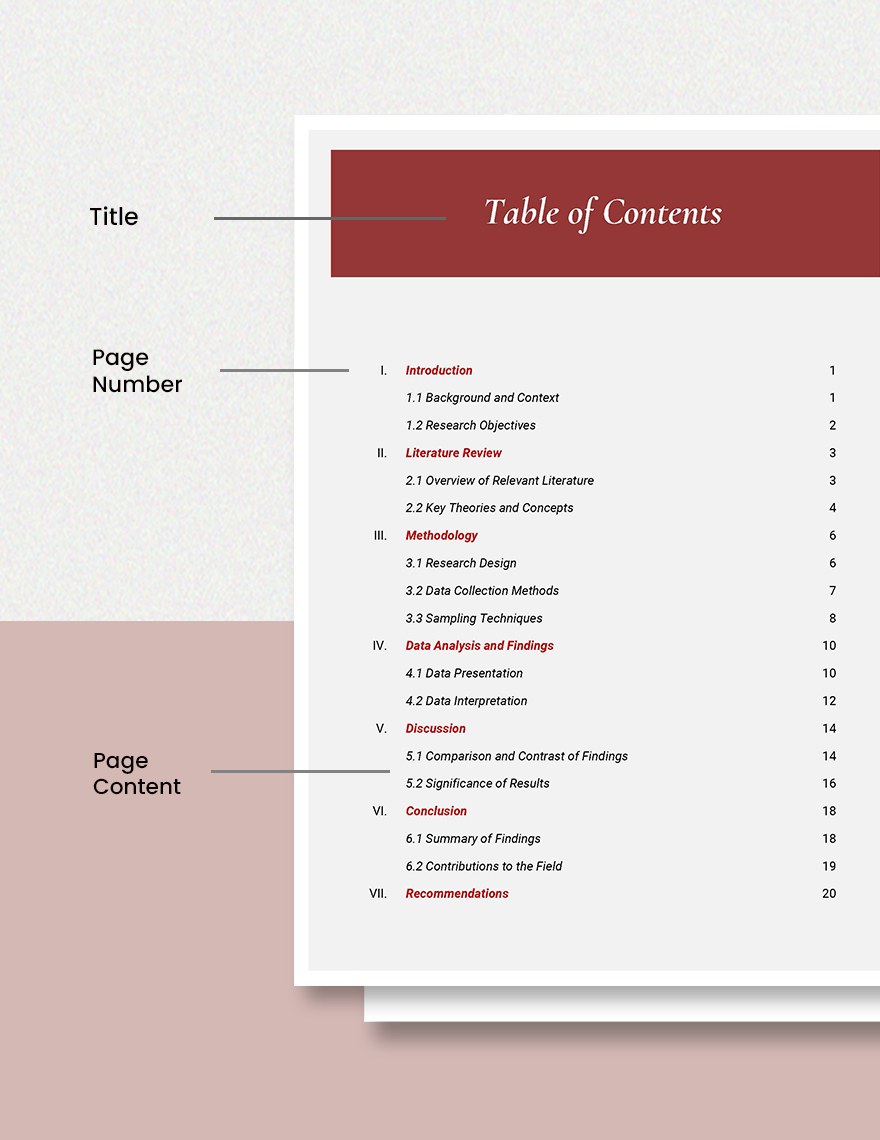 word document formatting table of contents