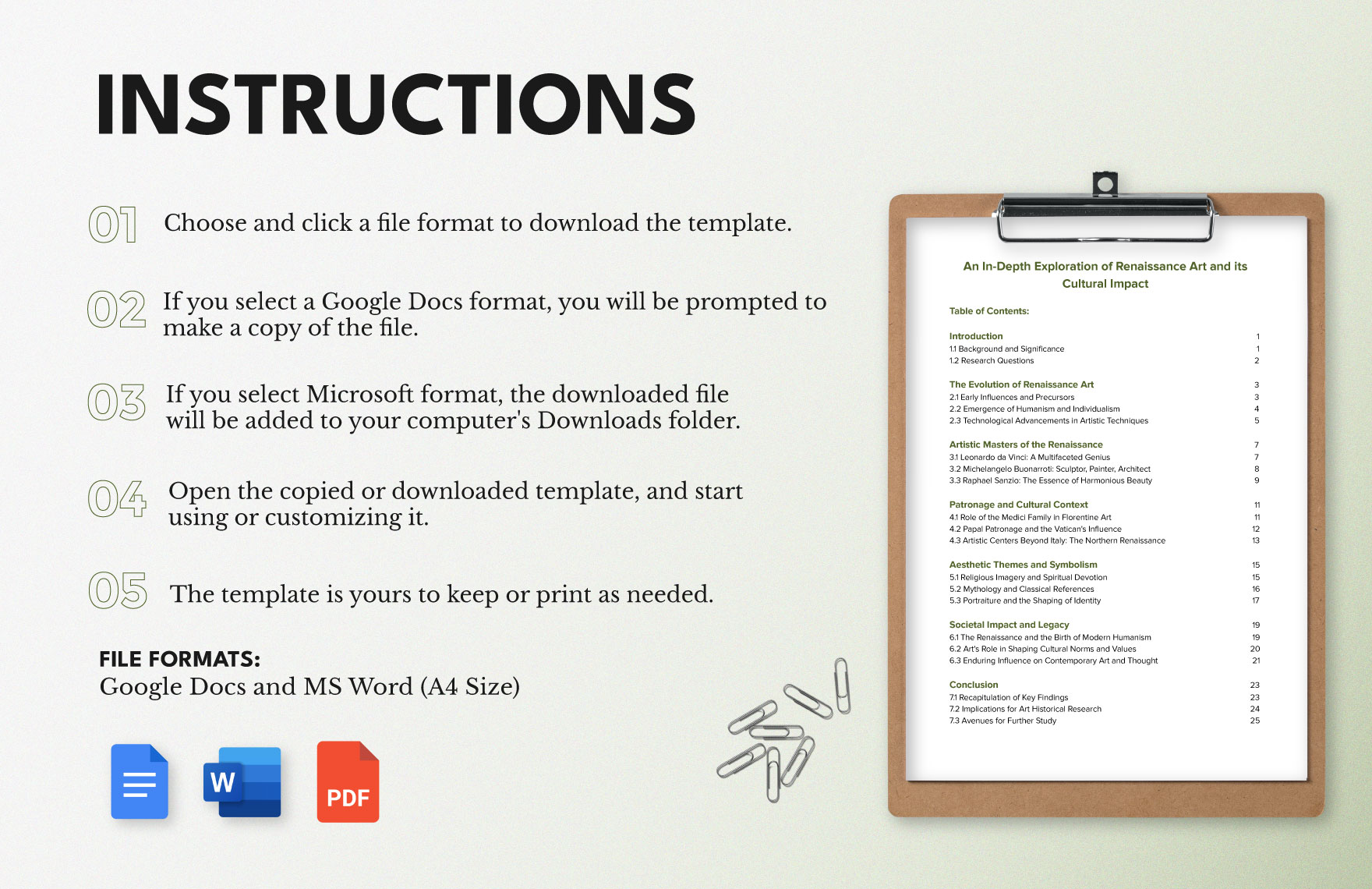 Table of Contents in MLA Format Template