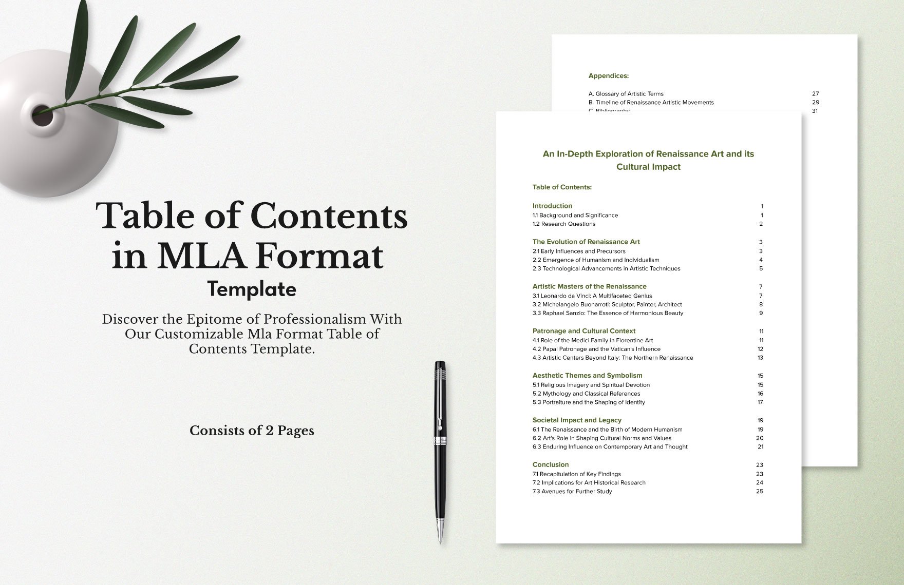 Table of Contents in MLA Format Template