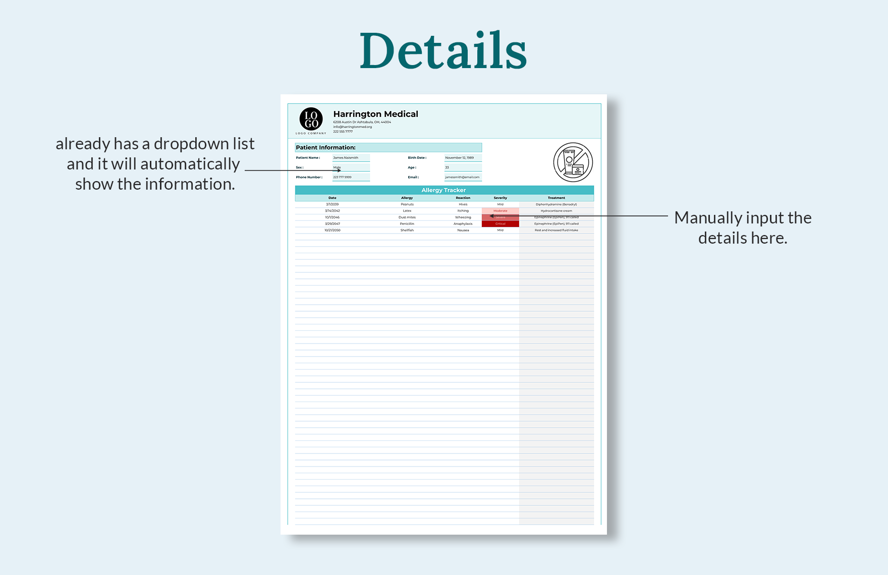 Allergy Tracker Template