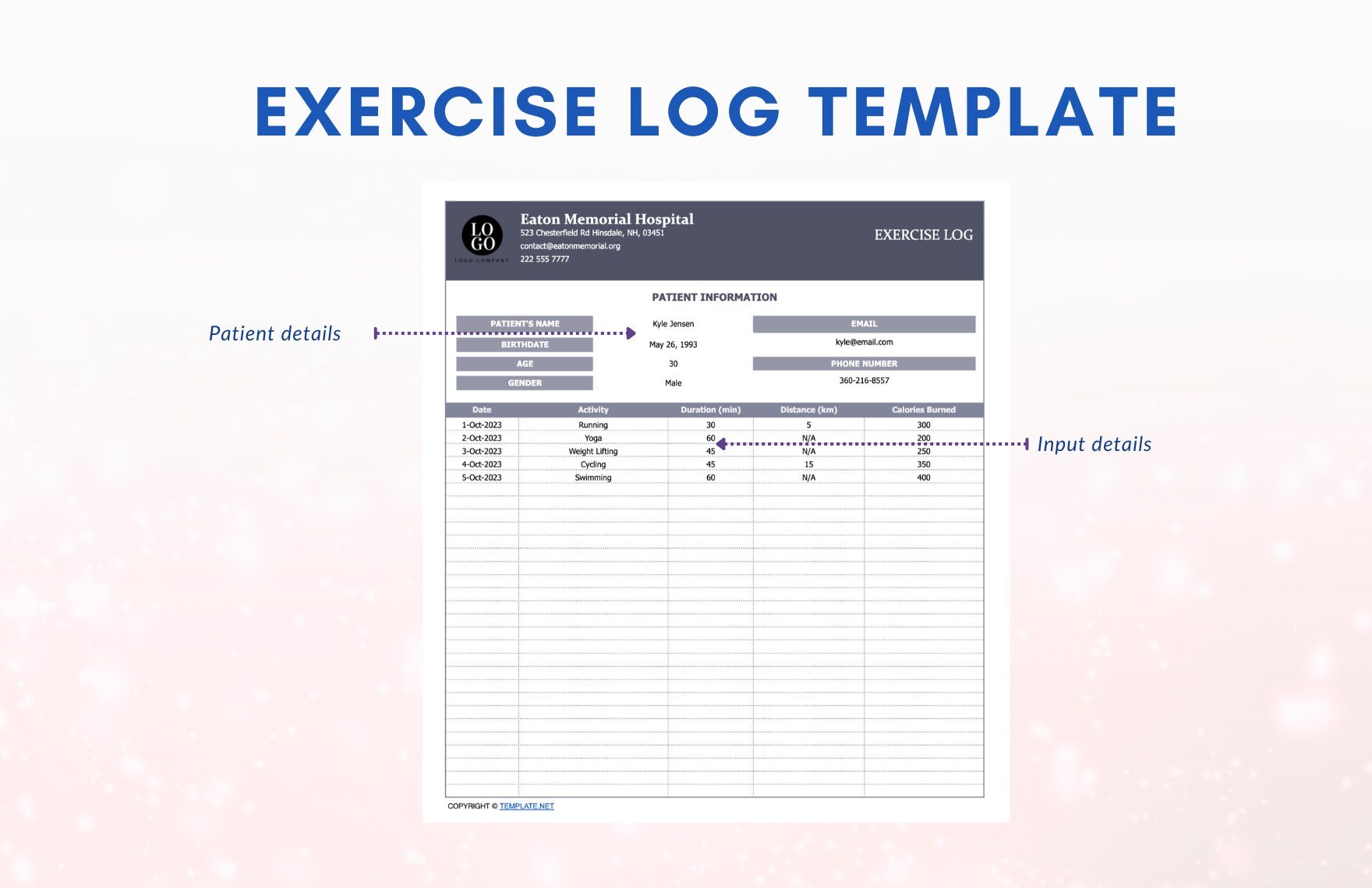 Exercise Log Template
