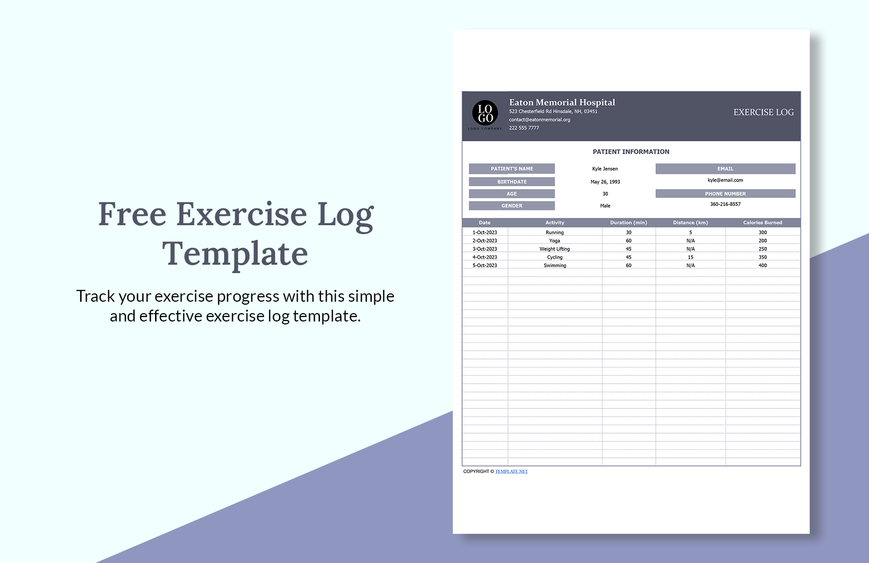 Free Exercise Log Template