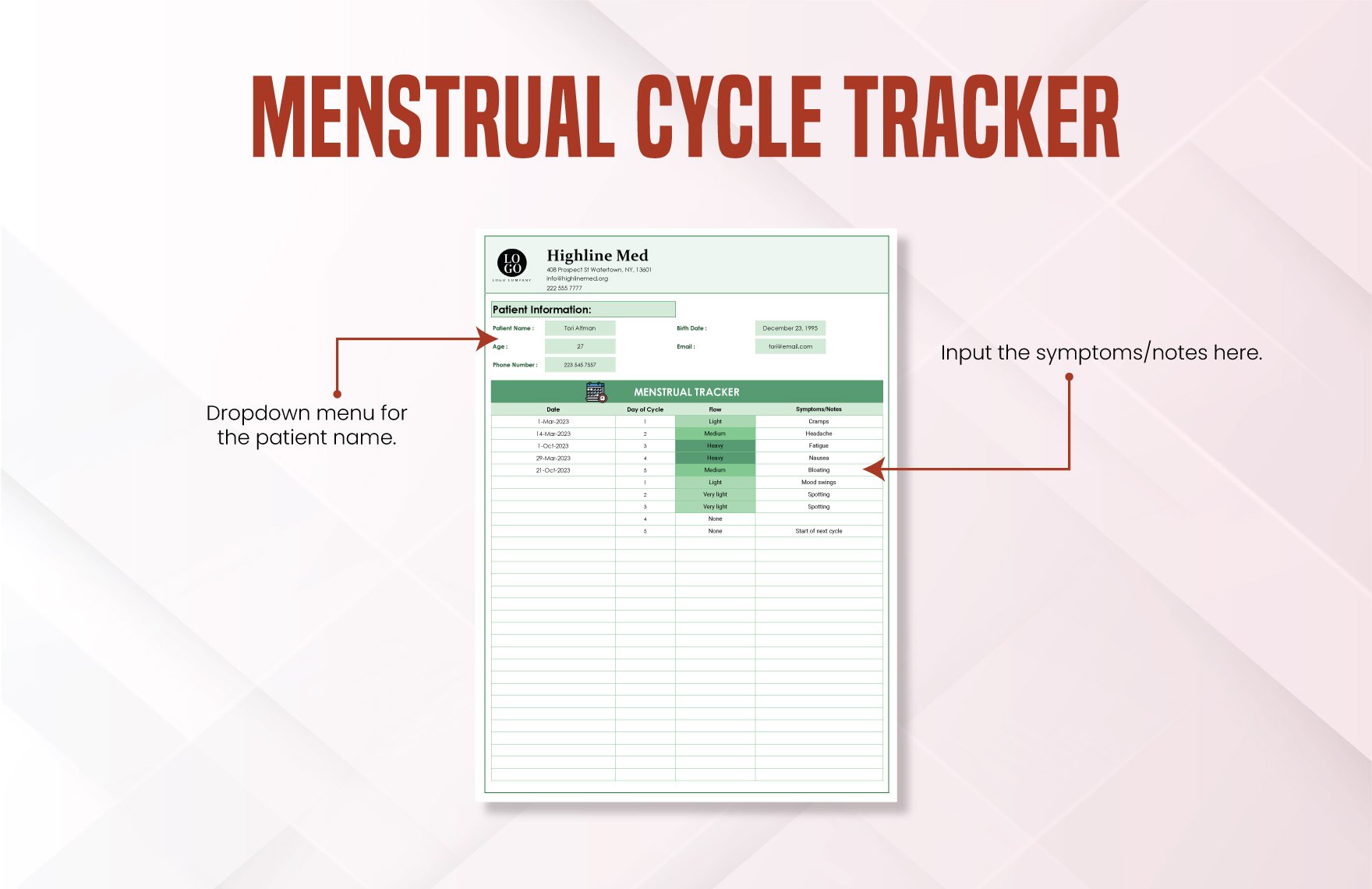 Menstrual Cycle Tracker Template