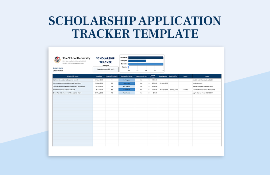 Scholarship Application Tracker Template