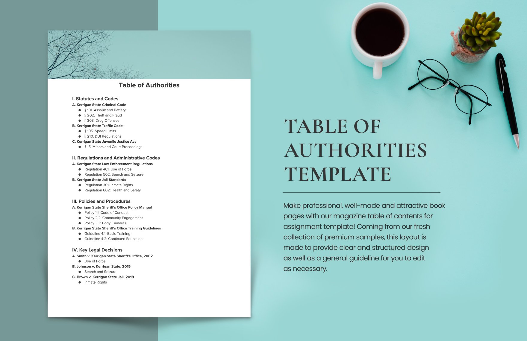 Table of Authorities Template