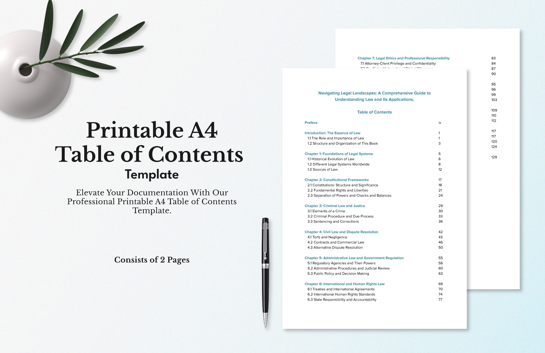 Printable A4 Table Of Contents Template Download In Word Google Docs 