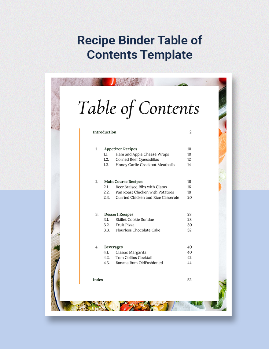 Table Of Content Word Templates Design Free Download Template