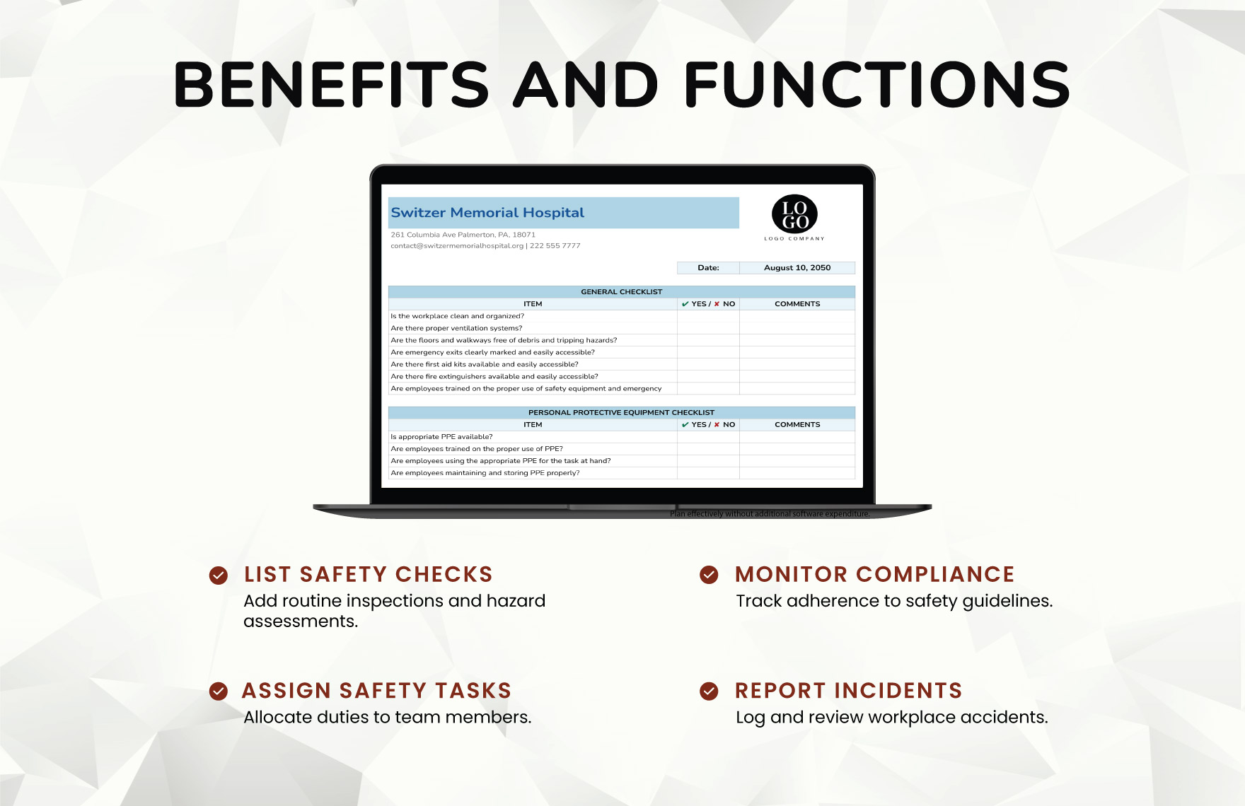 Health And Safety Checklist Template