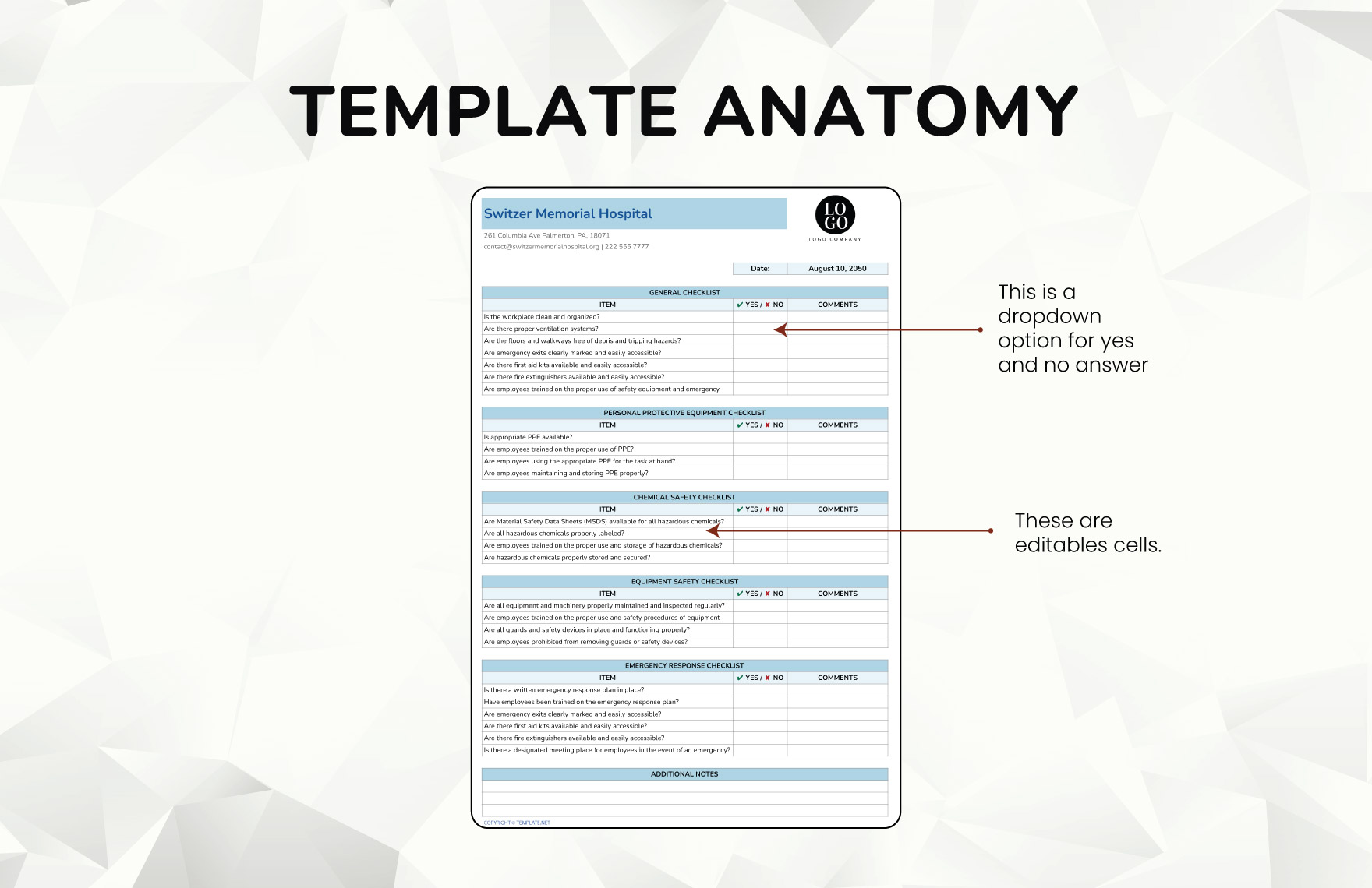 Health And Safety Checklist Template