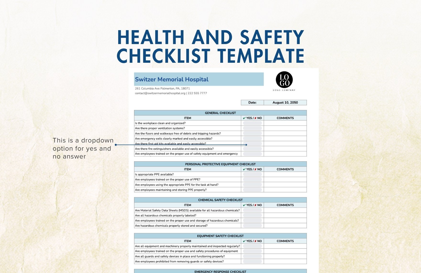 Health And Safety Checklist Template