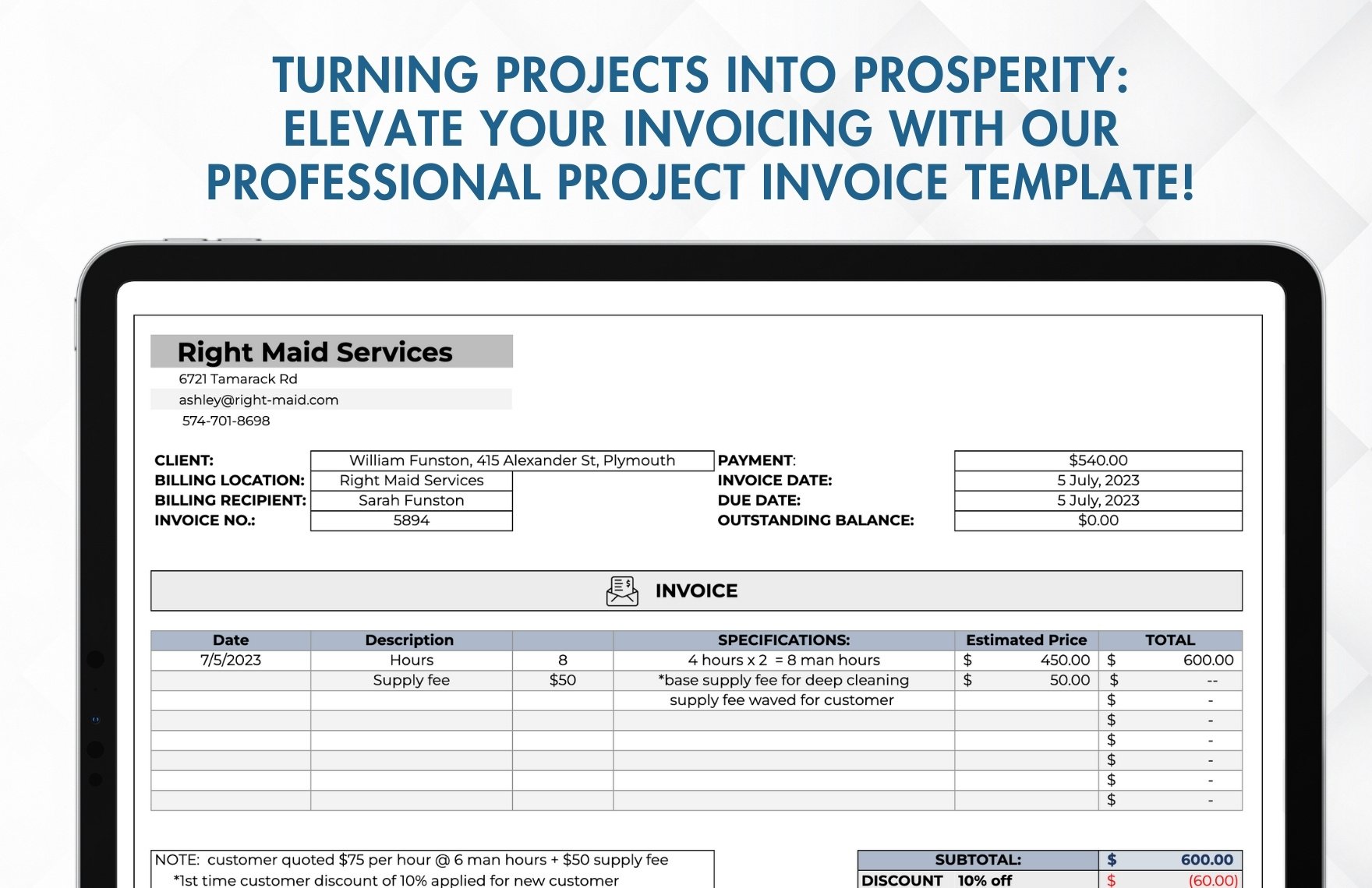 Project Invoice Template