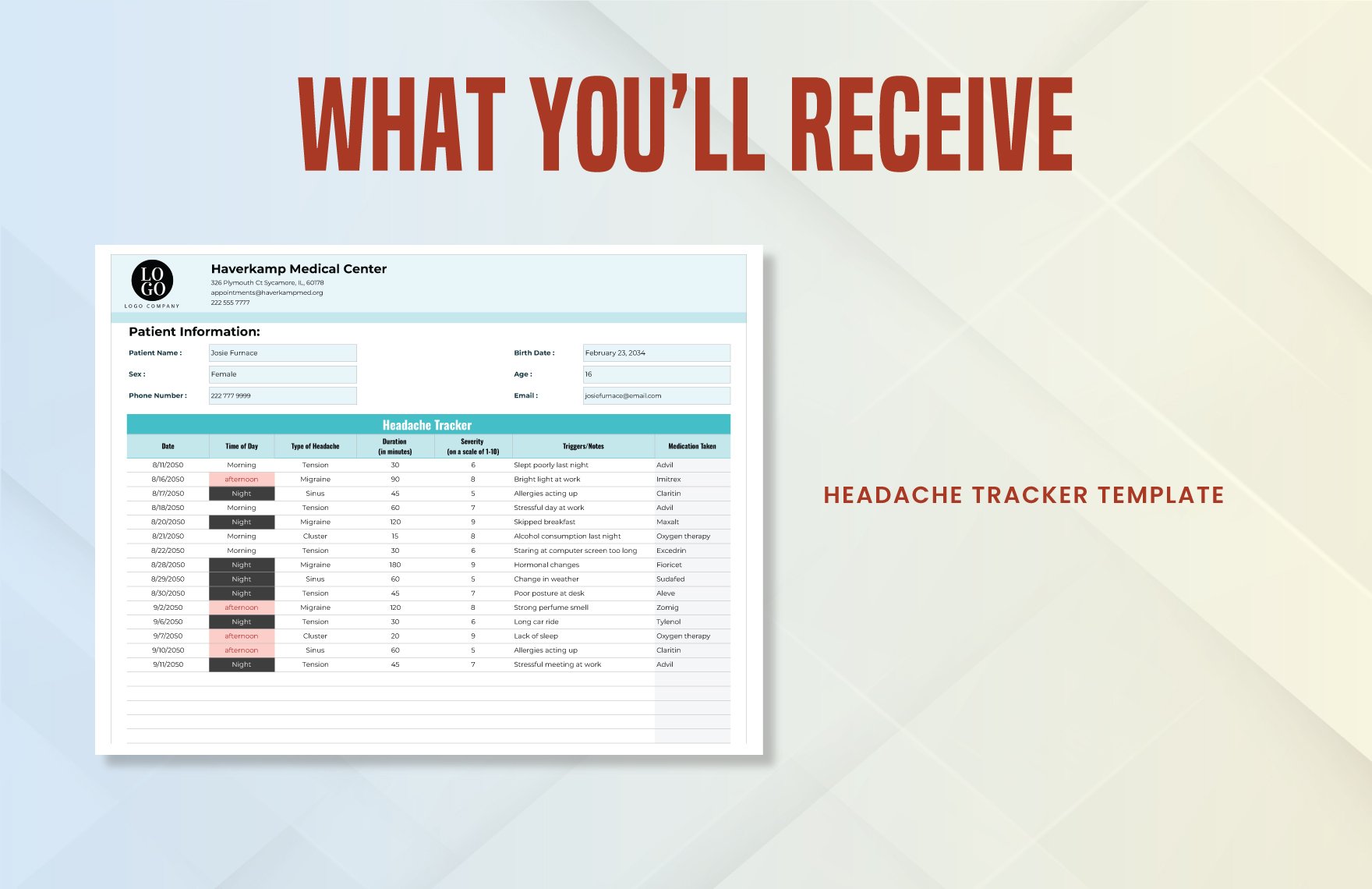Headache Tracker Template