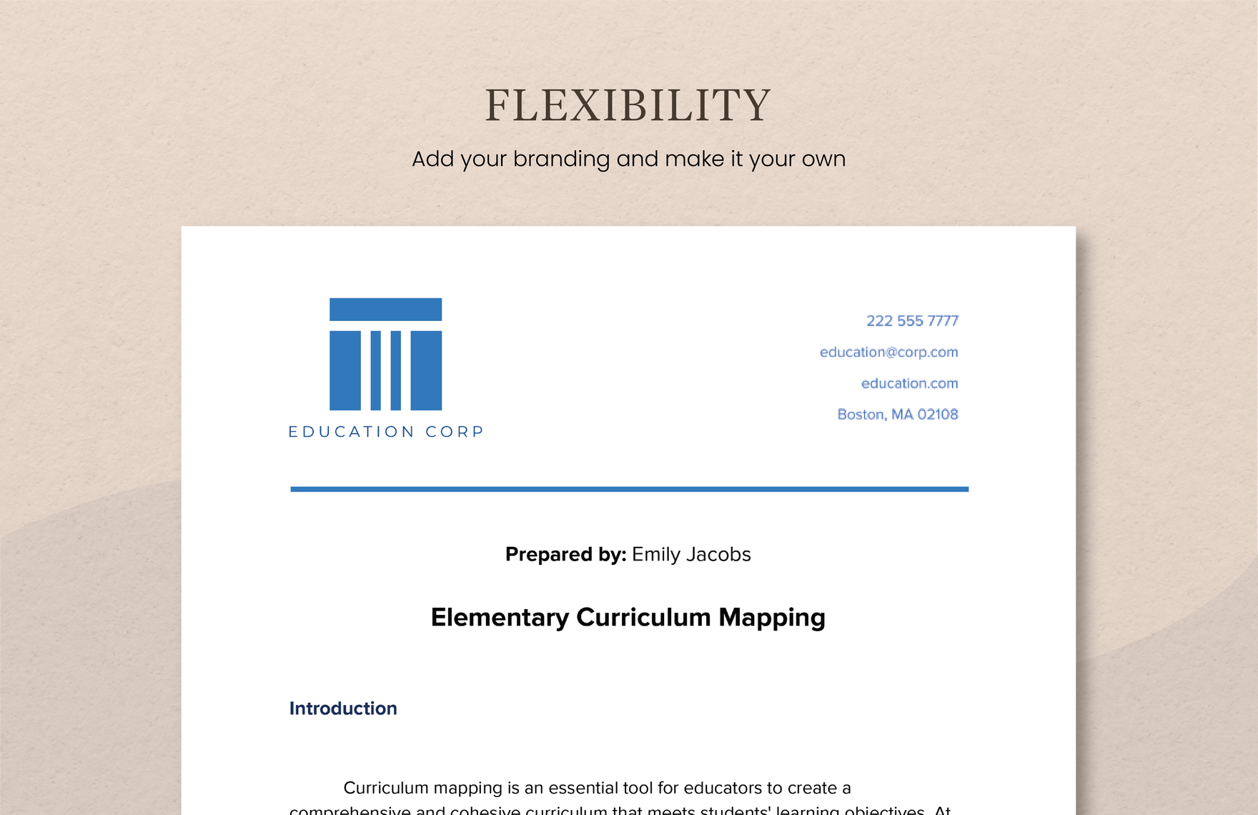 Elementary Curriculum Mapping Template