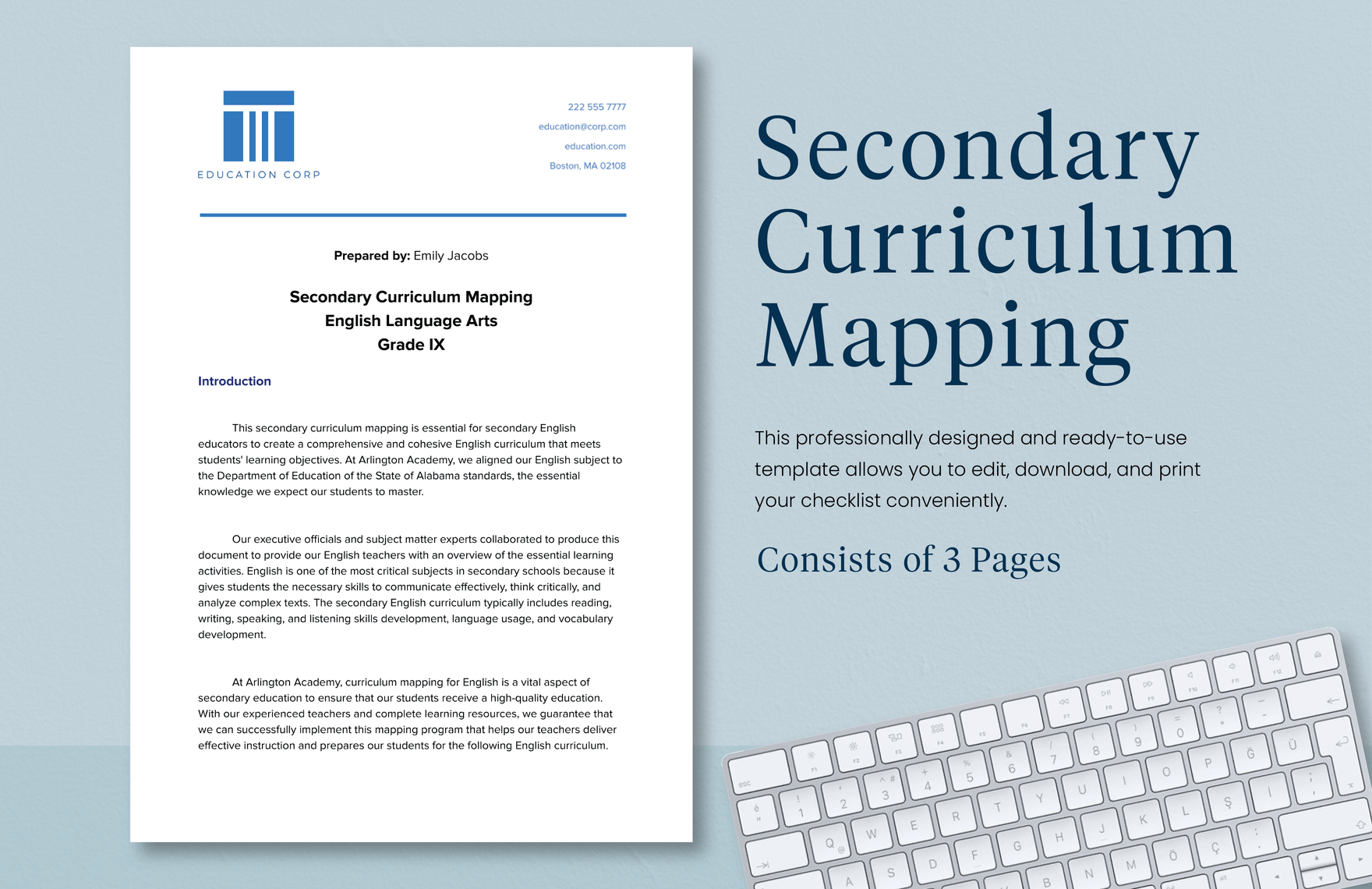 Free Secondary Curriculum Mapping Template