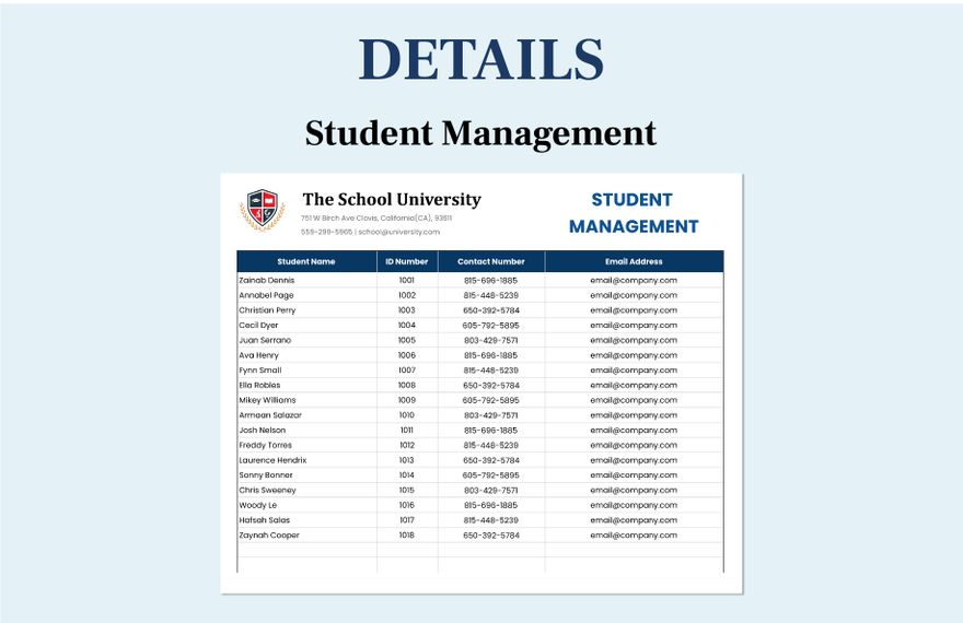 Student Time Tracker Template