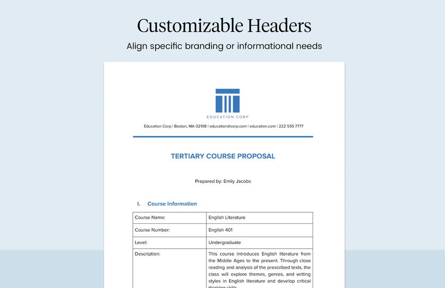 Tertiary Course Proposal Form