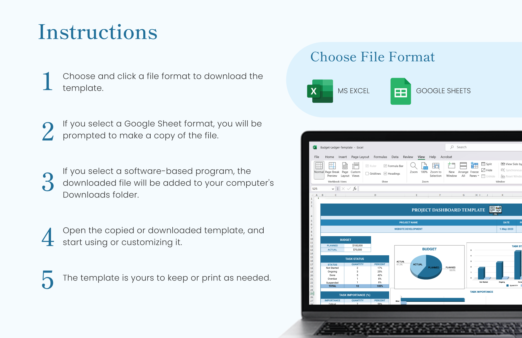 Project Dashboard Template - Download in Excel, Google Sheets