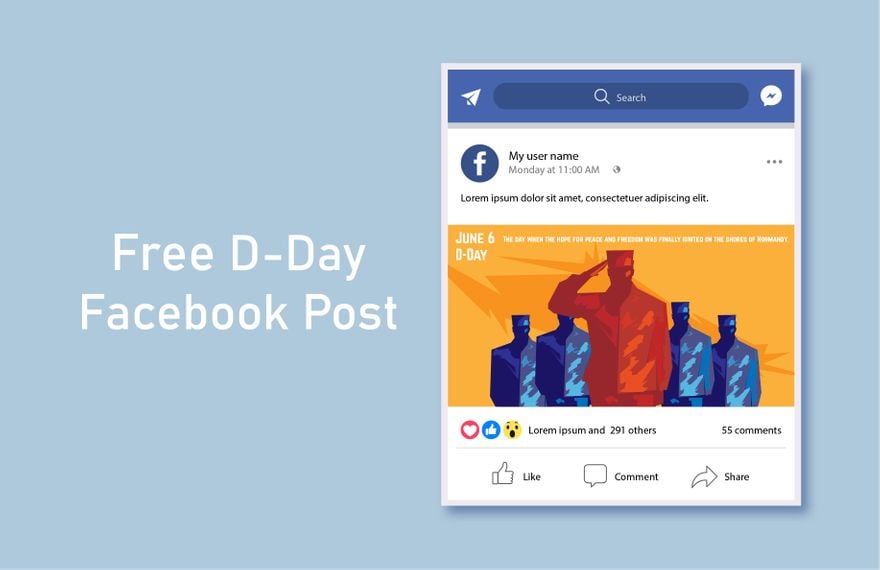 Free D-Day Facebook Post in Illustrator, PSD, EPS, SVG, JPG, PNG