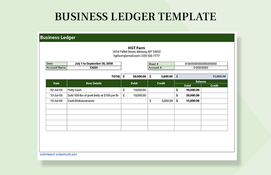 Business Ledger Template Google Sheets