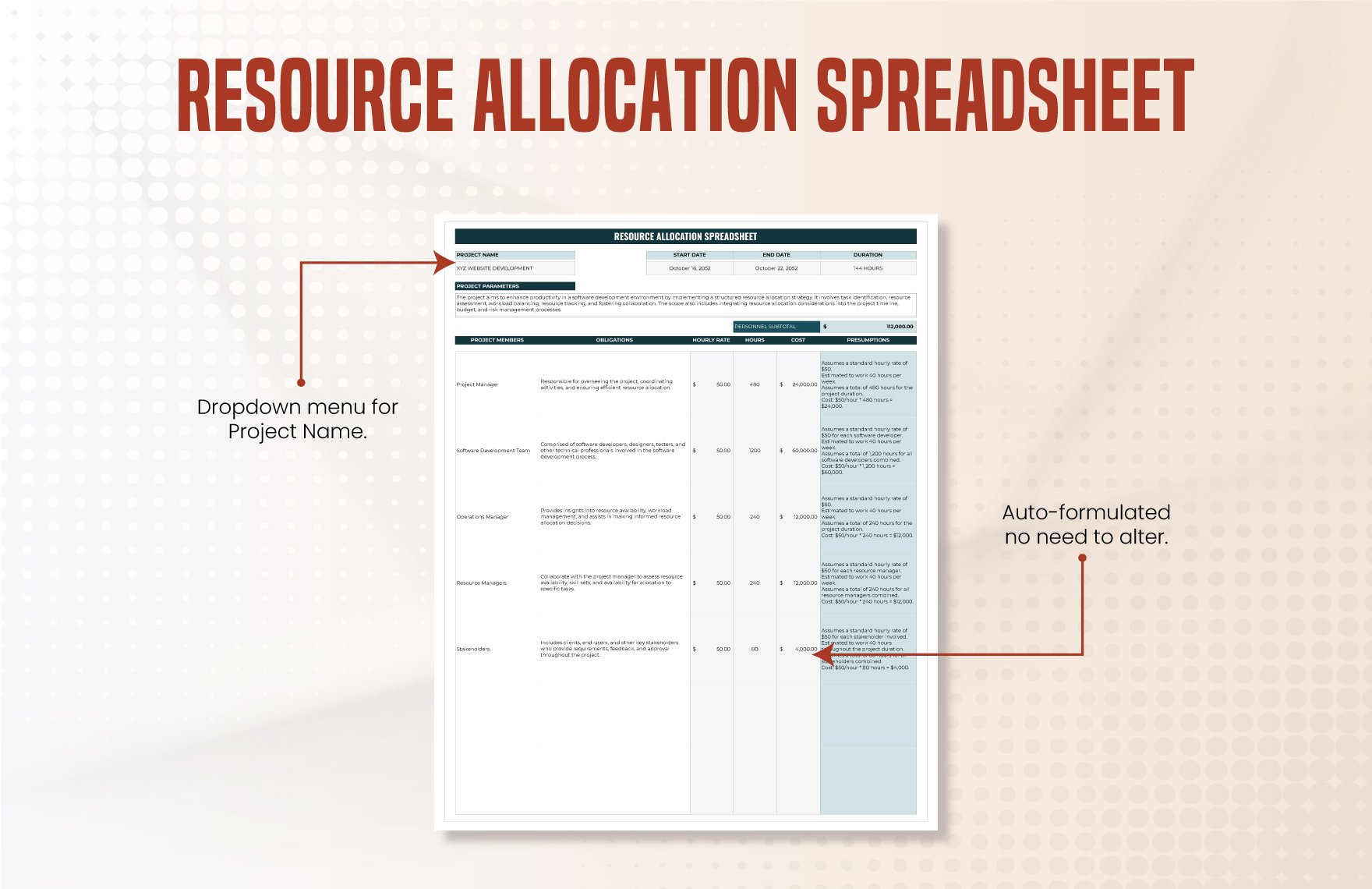 Resource Allocation Spreadsheet