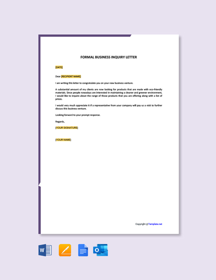 Formal Business Invitation Letter Template - Google Docs, Word, Apple ...