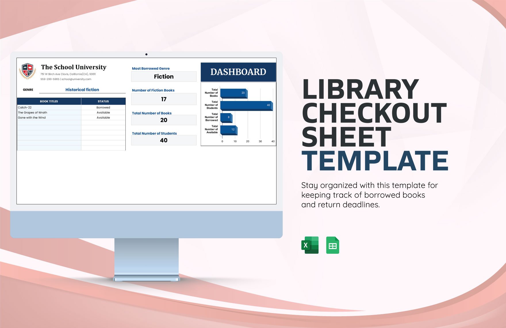 Library Checkout Sheet Template in Excel, Google Sheets