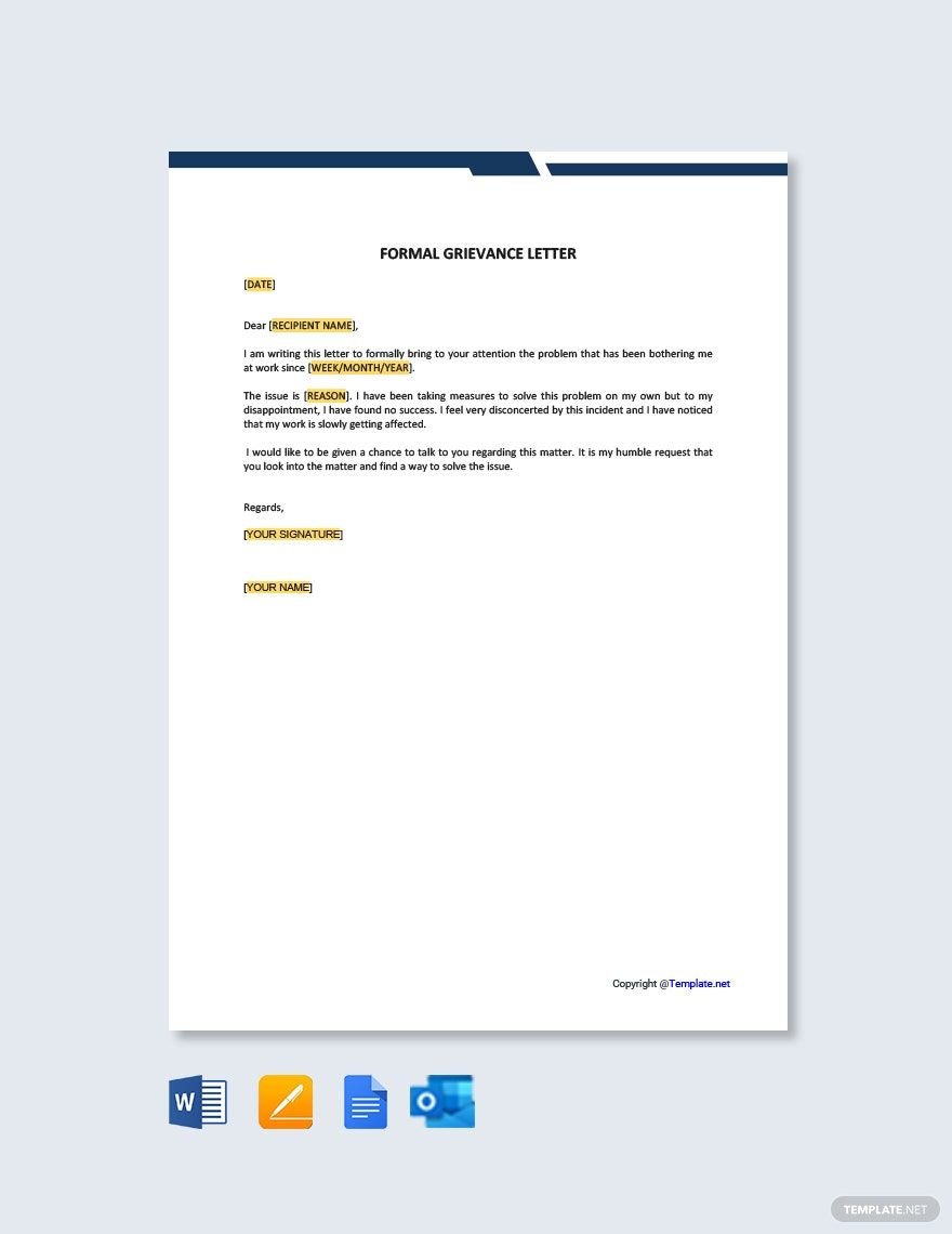 Free Formal Grievance Letter Template