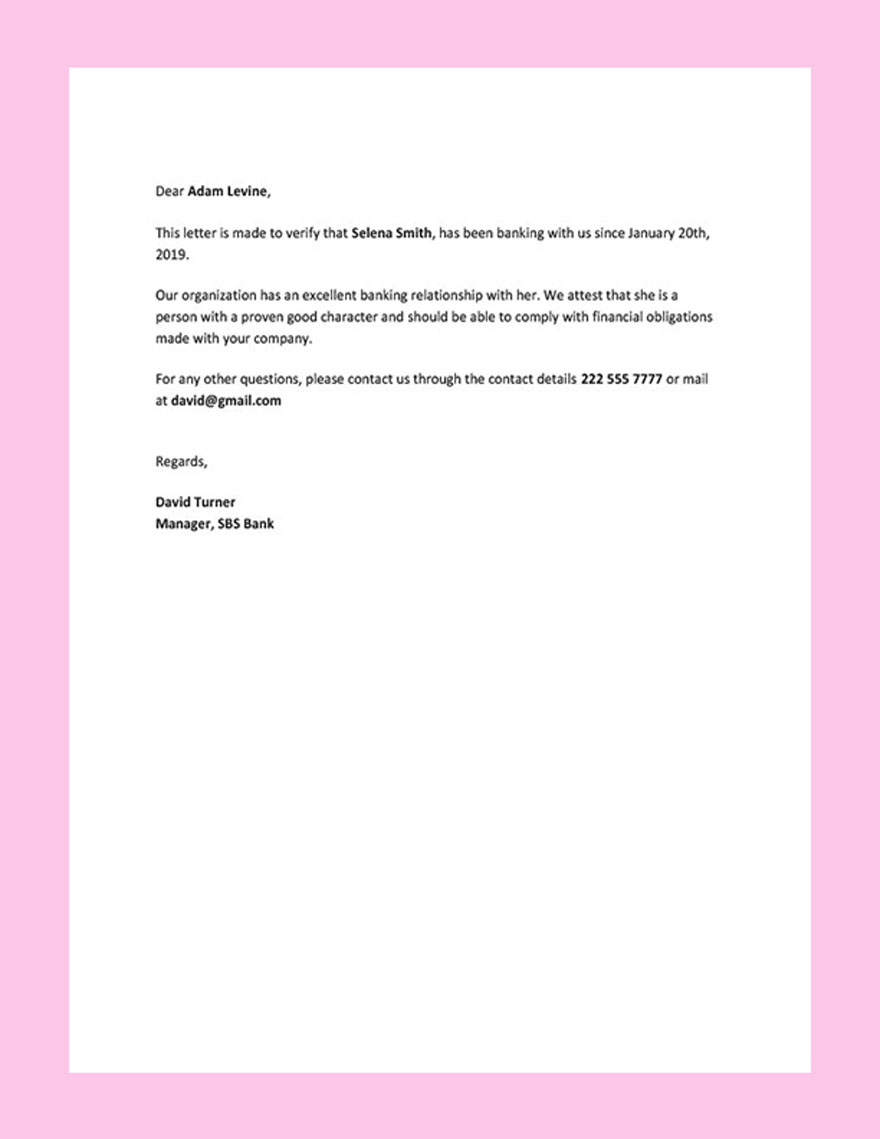 Free Credit Reference Letter Template