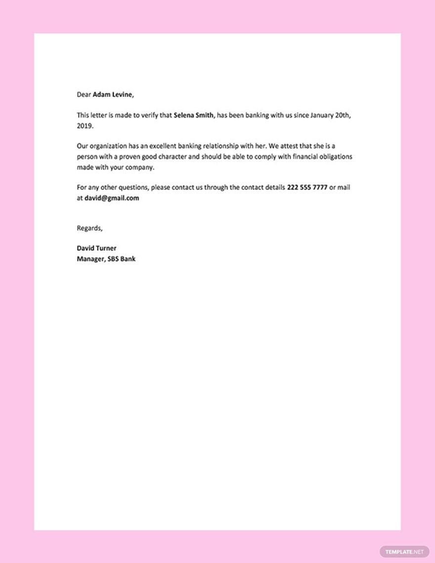 Credit Reference Letter Template