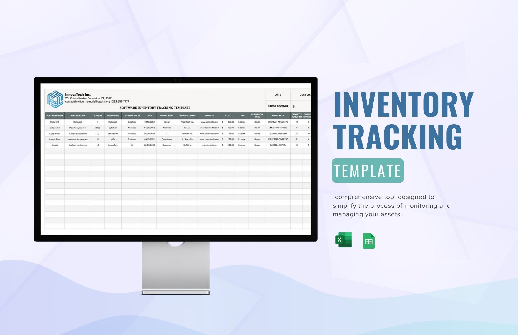Inventory Tracking Template in Excel, Google Sheets