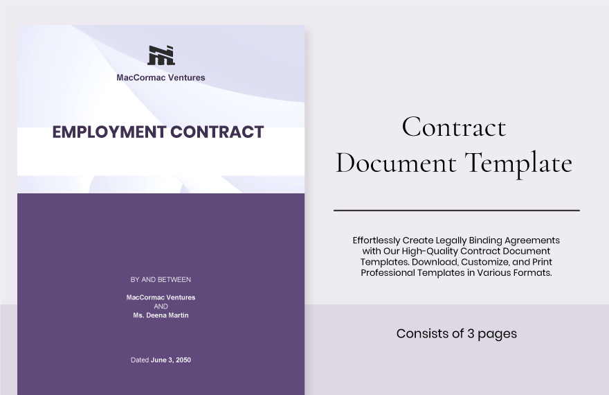 Contract Document Template in Word, Google Docs