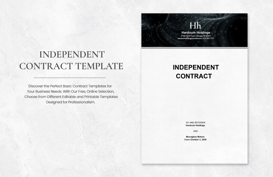 Independent Contract Template in Word, Google Docs