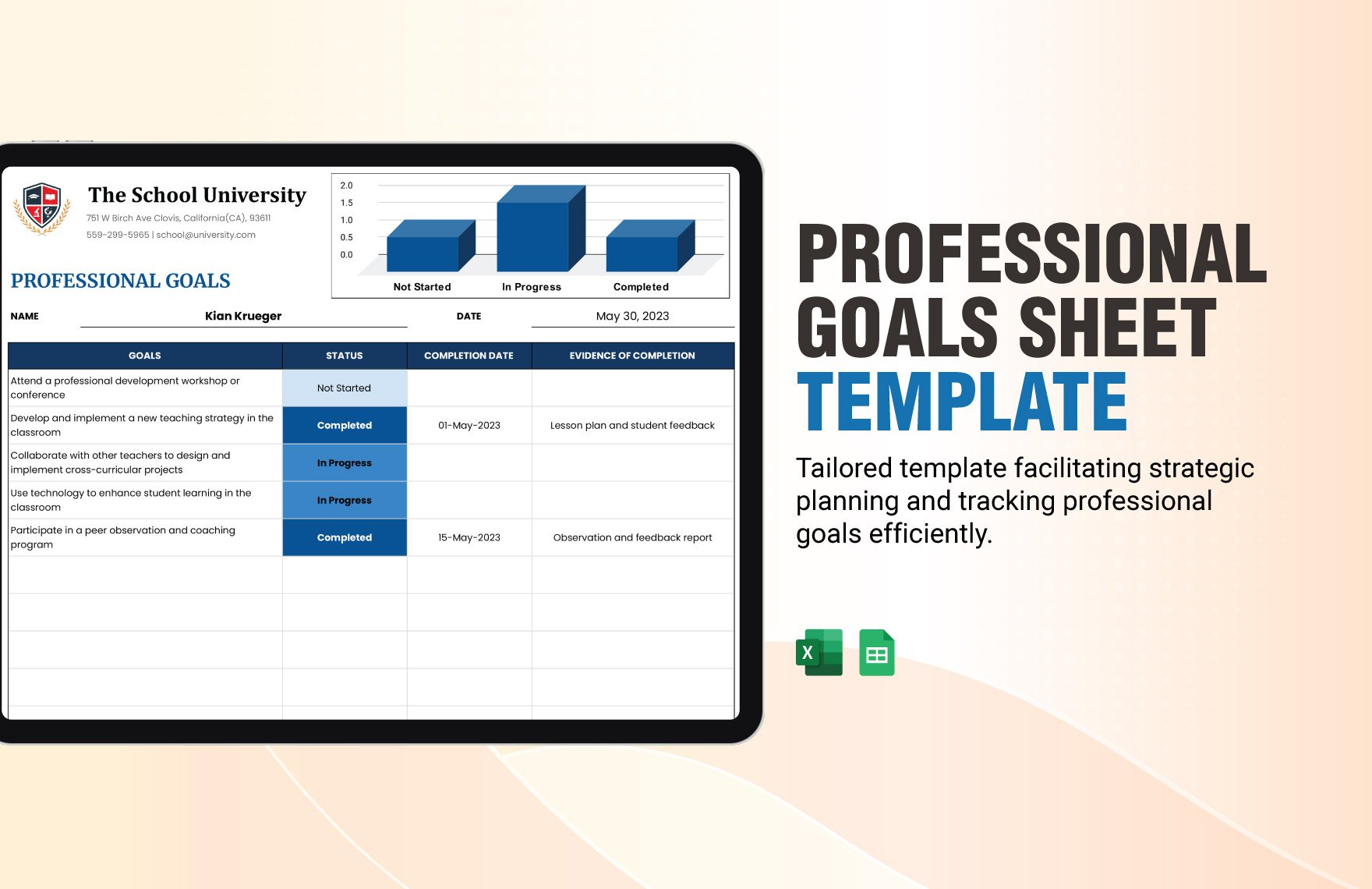 Professional Goals Sheet Template in Excel, Google Sheets - Download | Template.net