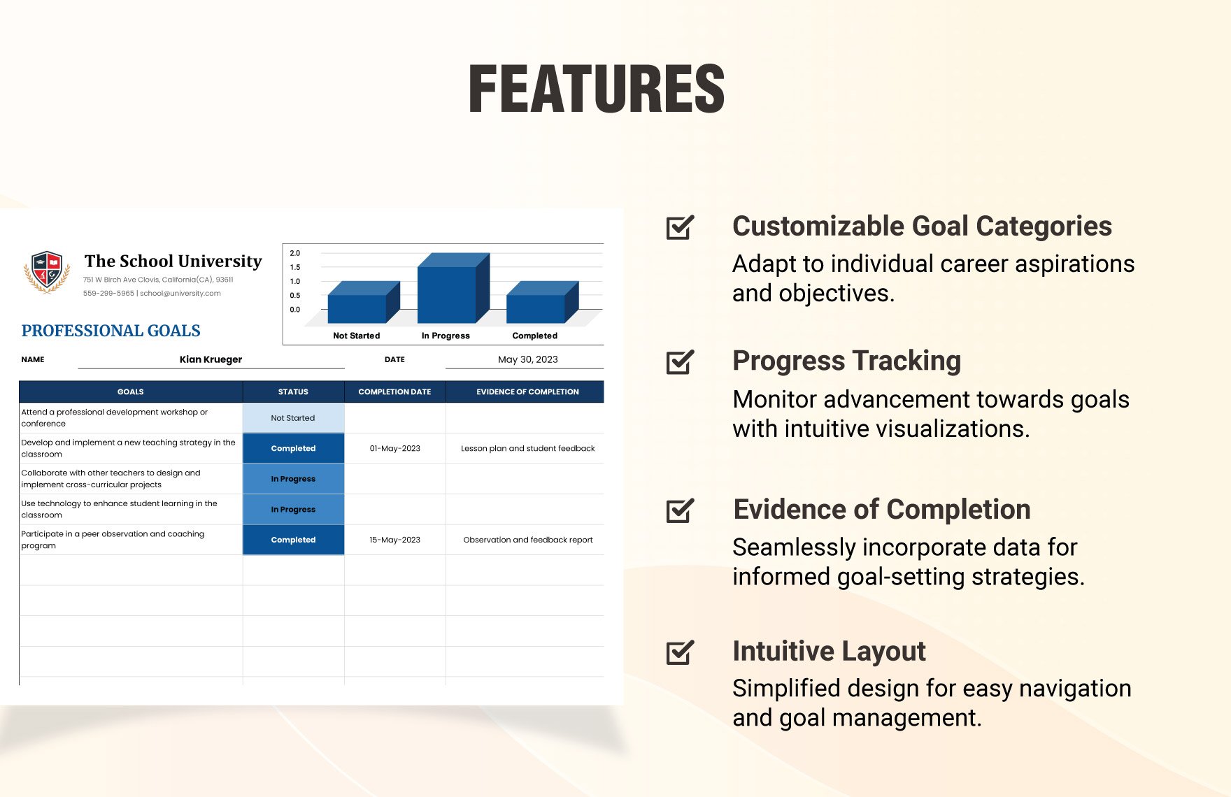 Professional Goals Sheet Template