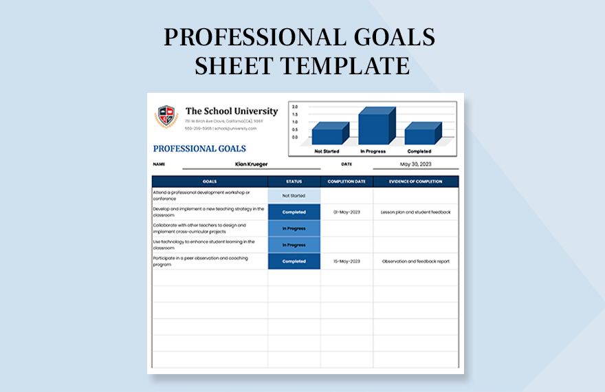 Professional Goals Sheet Template
